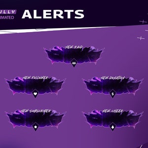 Purple Smoke Animated Stream Alert/Twitch Alerts/Dark Theme/Brush/Transtition/Streamer/Twitch/Panel/Alert/Paint/Street/Color Purple