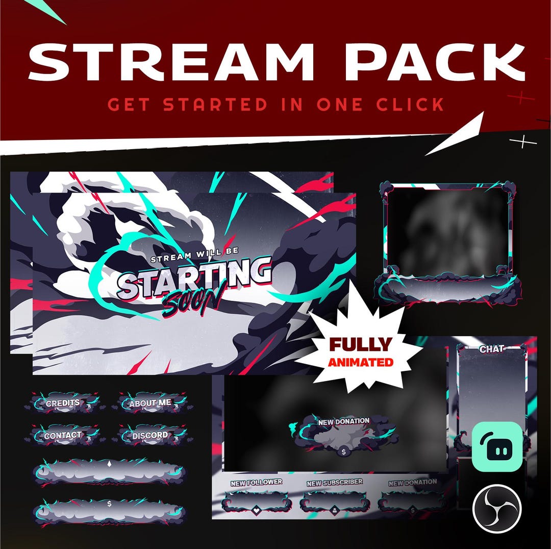 Infinite Smoke Stream Overlay Package for Twitch, Kick, YouTube/Abstract Stream/Comic Art/Twitch Overlay/Streamer Package/Colorful/Cartoon