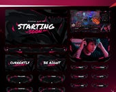 Ghost Shadow Animated Twitch Overlay Package Bundle/Abstract Theme/Modern Futuristic Design/Black/Pink/Streamer Package/Transition/Dark