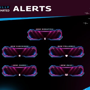 Exit Light Animated Stream Alert - Twitch Graphic Overlay/Futuristic Modern Design/Red Blue Neon/Sci-fi design/Vibrant color/Glow/Geometry