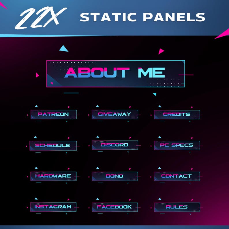 Blue Magenta Cyber Stream Pack | Vortex Neon Animated Overlay | Twitch ...