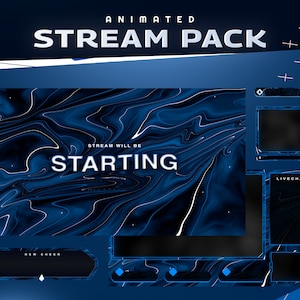 Torn Apart Animated Stream Package - Twitch Graphic Overlay/Futuristic Modern Design/Blue Abstract/Liquid Motion/Fluid/Wave Pattern/Wavy