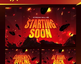 Starting Soon BRB Offline Screens | Armageddon Twitch Stream Graphics Gaming Overlay
