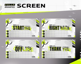 Animated Stream Screens Green Black Grunge Twitch OBS Kick Demolition