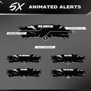 Blizle Animated Twitch Overlay Package Bundle/Abstract Theme/Transition/Dark Theme/Modern Futuristic Design/Black White/Streamer Package image 4