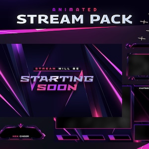 Phantasm Animated Stream Package - Twitch Graphic Overlay/Gamer/Futuristic Modern Design/Pink Neon/Seamless Animation/Spike Trapped Tangled
