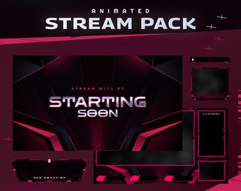 Rupture Animated Stream Package - Twitch Graphic Overlay/Gamer/Futuristic Modern Design/Red Neon/Seamless Animation/Neon Glow/Glow In Dark