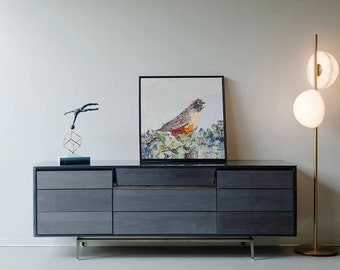 Mid Century Style Barmey Sideboard, Contemporary Storage Cabinet, Modern Inspired Buffet,Walnut Credenza Design, Rich Heritage Furniture
