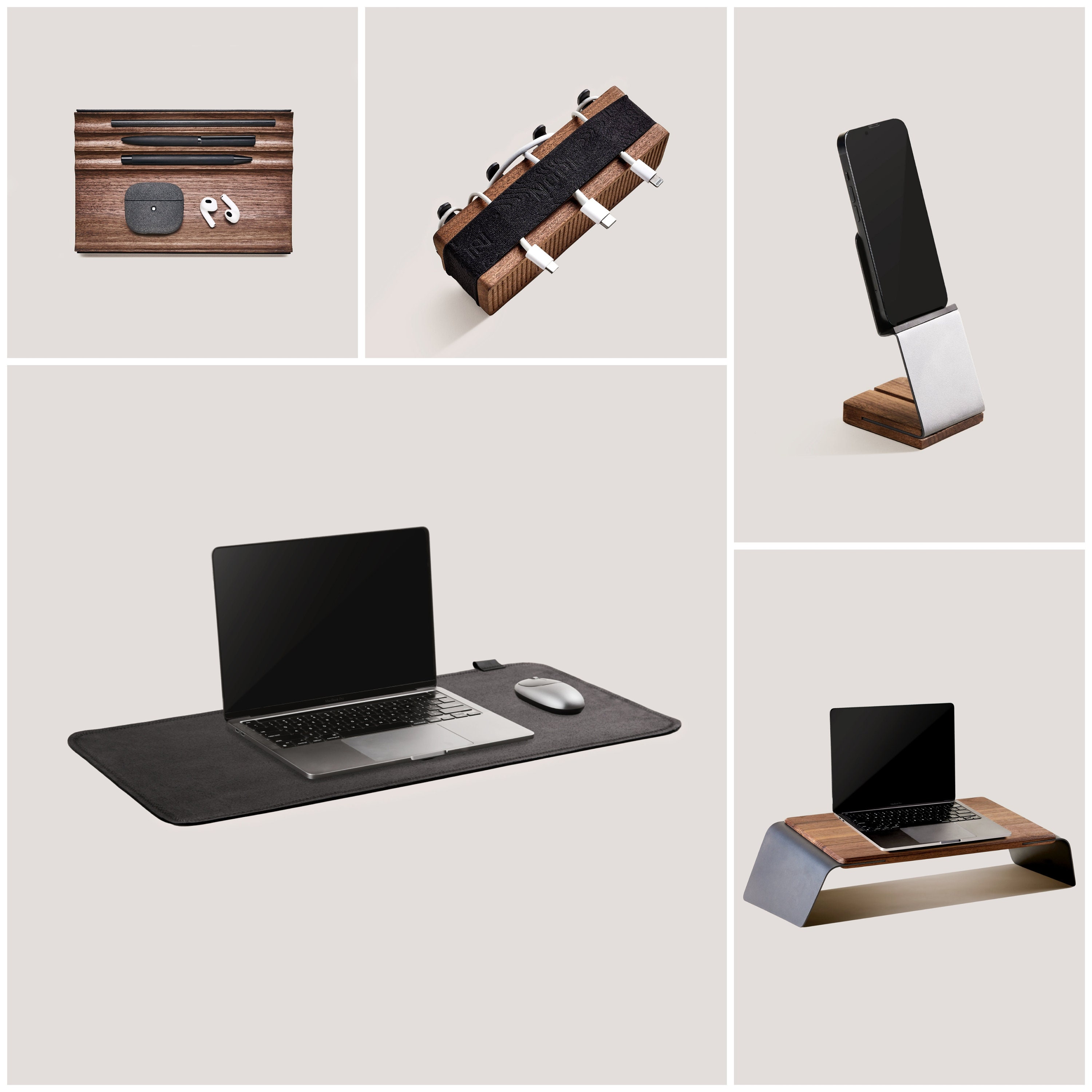 Laptop Desk Organizer Portable Kit Multi Functional Solid Wood - Etsy