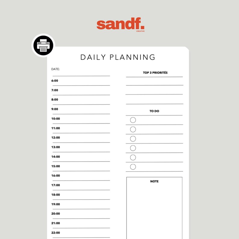 Daily Plan - Printable PDF (planning- to Do List- Note) - Etsy