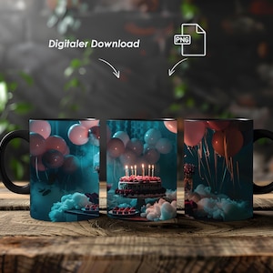 Mug Wrap, Party, 11oz and 15oz, PNG, Template for Sublimation, Design for Mugs, Digital Download