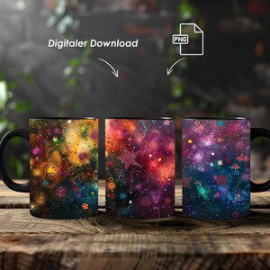 Mug Wrap, Wishing Stars, 11oz and 15oz, PNG, Template for Sublimation, Design for Mugs, Digital Download