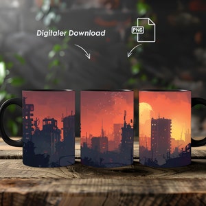 Mug Wrap, Sunset, 11oz and 15oz, PNG, Template for Sublimation, Design for Mugs, Digital Download