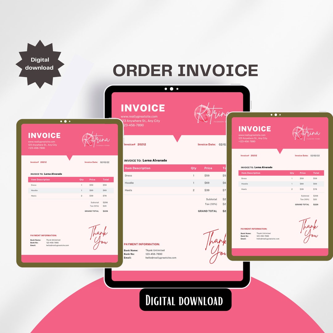 Order Invoice, Work Order, Order Form, Invoice Template, Custom Order ...