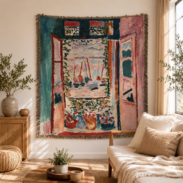 Matisse Open Window Woven Blanket Coastal Wall Hanging Decor
