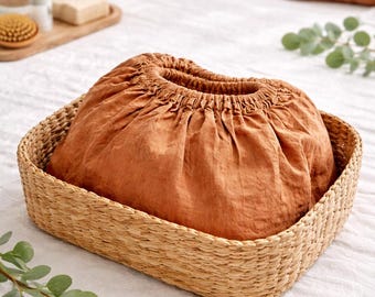 Linen Fitted Sheet, Deep Pocket, Soft Breathable Bedding, Minimalist Bed Sheet, Queen King