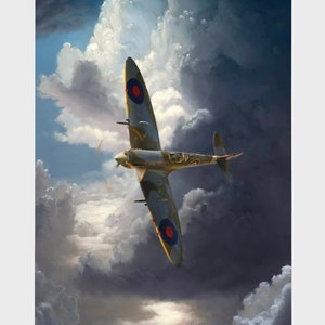 Spitfire military aviation painting by Nick Stone - Collectable signed limited edition print - an ideal  gift.