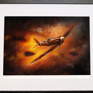 Spitfire Fighter Plane Painting - WW2 military aviation fine art signed limited edition print by Nick Stone - ideal Father's Day gift