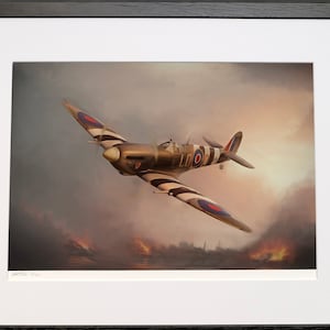 Spitfire WW2 military aviation Painting -  collectable signed limited edition fine art print by Nick Stone - ideal  gift
