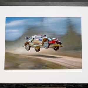 Toyota Yaris GR Rally 1 WRC Rally Car Painting -  Signed limited edition WRC motorsport fine art print by Nick Stone - ideal Christmas gift