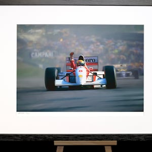 F1 Ayrton Senna winning with McLaren 1993 -  Painting by Nick Stone - collectable signed limited edition motorsport print  - ideal gift