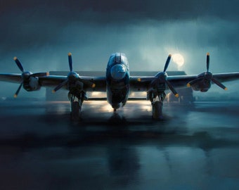 Bombowiec Lancaster, lotnictwo II wojny światowej, wydruk artystyczny: podpisana edycja limitowana