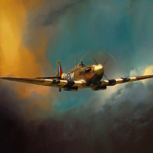 Spitfire YT W WW2 Military Aviation Painting by Nick Stone - signed limited edition art print - ideal Father's Day gift