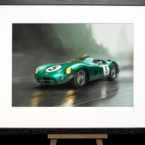 アストンマーティン DBR 1 クラシックカー ペインティング - クラシック モータースポーツ コレクター向け サイン入り限定版 ファインアートプリント ニック ストーン作 - ギフトに最適