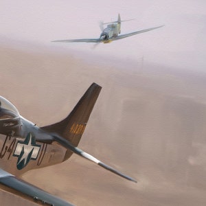 P51 Mustang Fighter Plane Over Berlin - WW2 military aviation signed limited edition fine art print by Nick Stone -  gifts for men