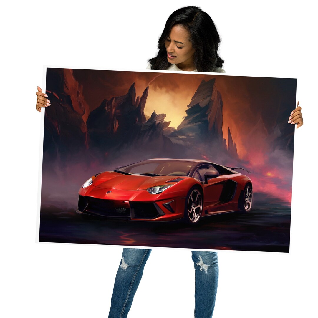 Poster Lamborghini SVJ Supercar - Déco Murale Moderne Pour Chambre Ou Bureau 70x70 Cm