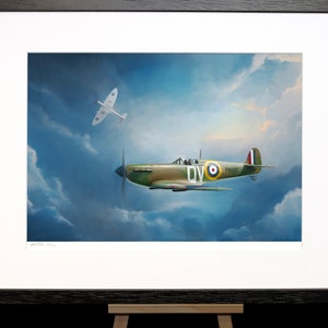 Spitfire fighter planes painting - WW2 military aviation signed limited edition fine art print by Nick Stone  - ideal Christmas gift
