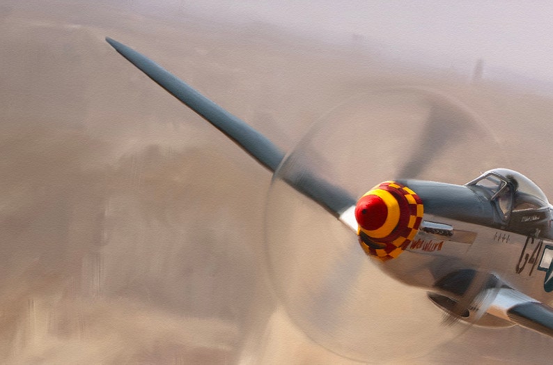 P51 Mustang Fighter Plane Over Berlin - WW2 military aviation signed limited edition fine art print by Nick Stone -  gifts for men