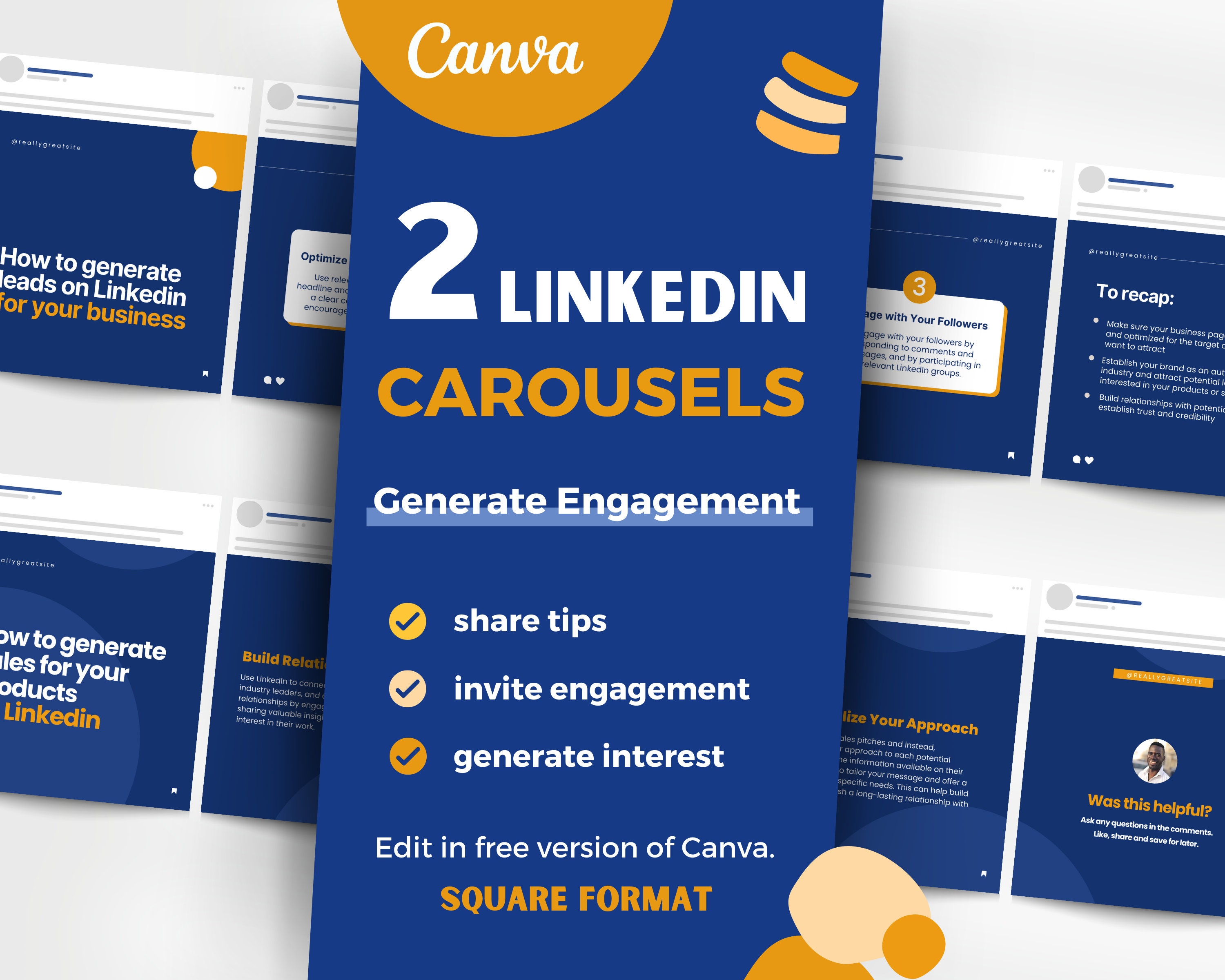 2 Linkedin Carousel Templates to Edit in Canva, Generate Engagement ...