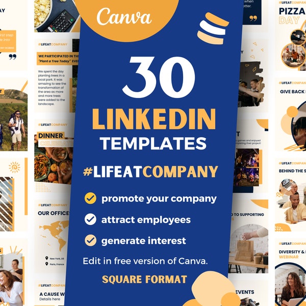 30 Life At Company Posts Template for Recruiters to Promote the Company, Canva Template, Generate Interest, Linkedin Content