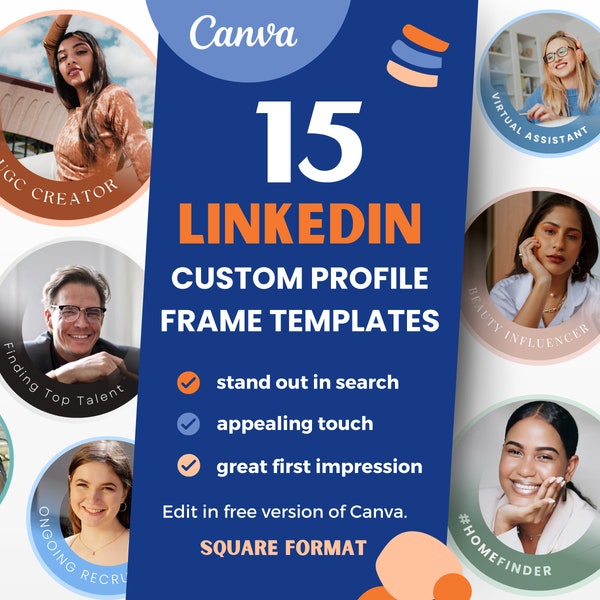 15 Linkedin Profilbilderrahmen Vorlagen, Bearbeiten in Canva, Linkedin Vorlagen, Linkedin Badge, Linkedin Profil, Canva Vorlagen Linkedin