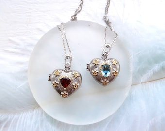 925 Sterling Silver Vintage Heart Locket, Heart Locket Necklace, Picture Heart Locket, Can Be Opened, Heart-shaped Locket Necklace.