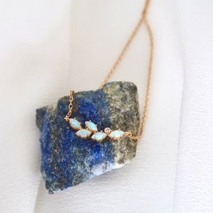 18K Gold Vermeil Fire Opal Necklace, Olive Leaf Necklace, Nature Inspired, Tiny Opal Necklace, Dainty Fire Opal Necklace.