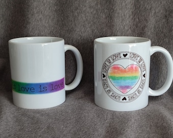 Taza de RECAUDACIÓN DE FONDOS "love is love" taza de café 330 ml Orgullo, Pridemonth, queer, LGBTQIA+ Love is Love