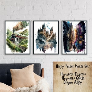 Wizard World Wall Art Potter Wall Decor Potter Poster Watercolor Painting Potter Print Poster Art Set of 3