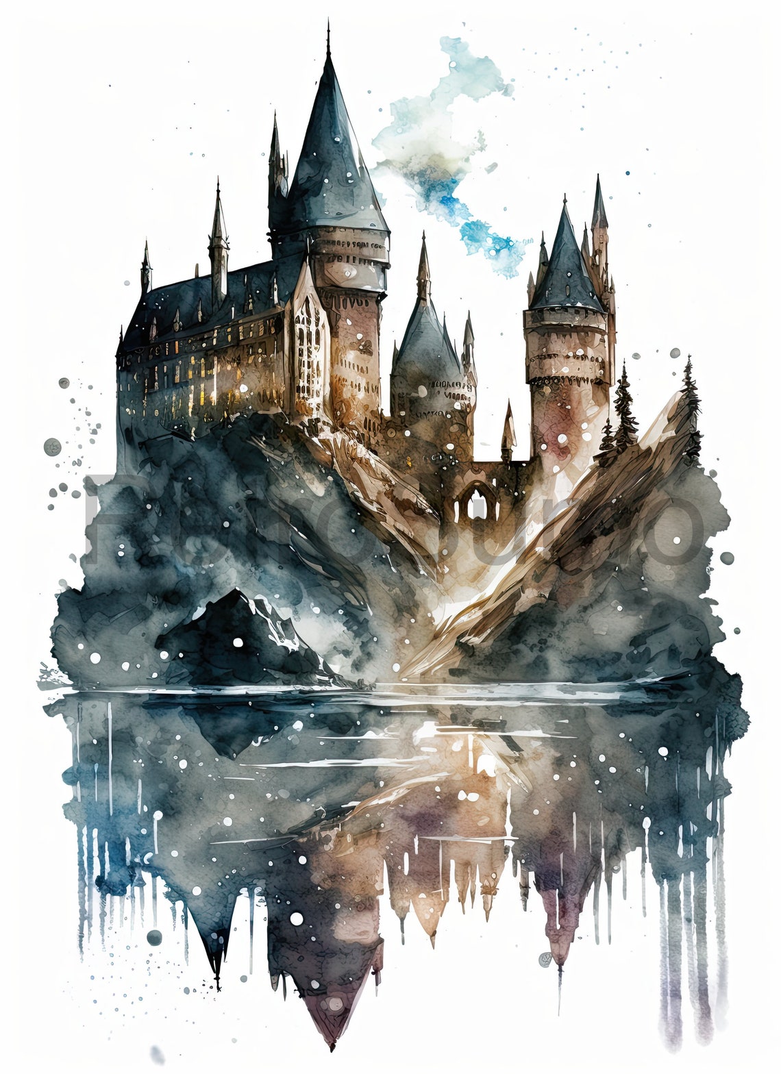Harry Potter Wall Art Hogwarts Wall Decor Harry Potter Poster Hogwarts Watercolor Painting Harry
