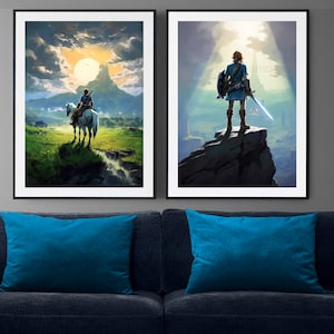 Zelda Wall Art Tears of the Kingdom Poster Artwork Video Game Wall Decor Gaming Poster Zelda Gift Print Zelda Breath of The Wild Art Set