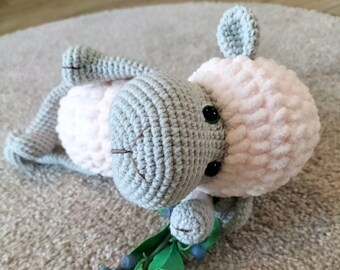 Crochet Pink Lamb Plushie: Handmade Cotton Sheep Toy