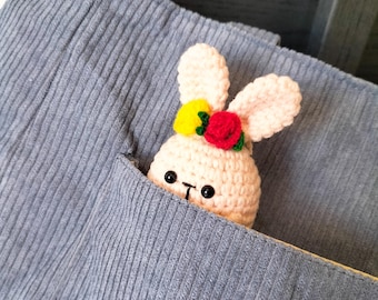 Crochet Bunny  keychain: handmade Rabbit Bag Charm, Kawaii Pocket doll for teen girl