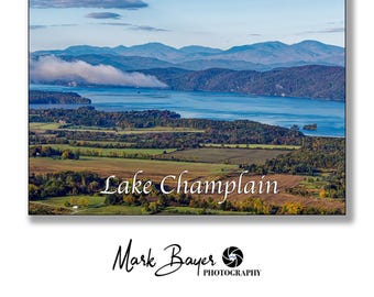 Lake Champlain Autumn Landscape Photography Print: Vermont Scenic Wall Art Digital Download