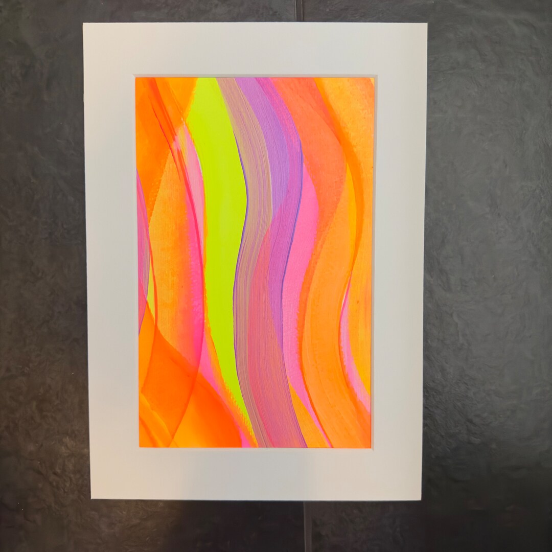 Abstract Neon Fluorescent Acrylic Painting A4 Original One Off Etsy