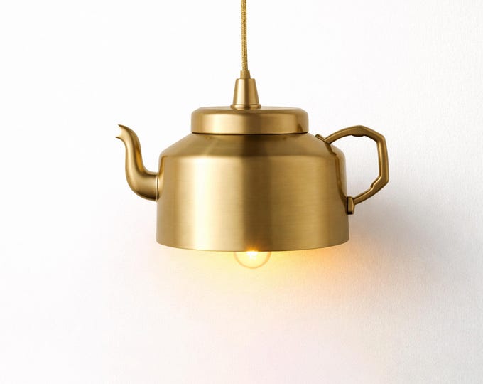 Golden Teapot Hanging Light - Quirky Kitchen Island Lighting