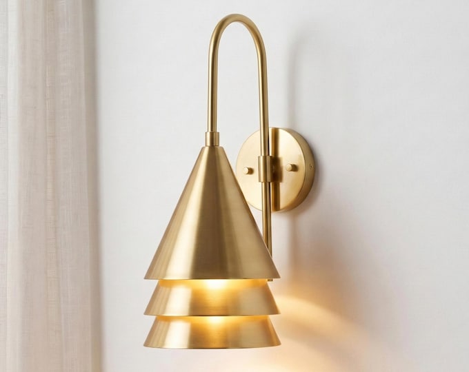 Opulent Gold Triple Shade Wall Sconce – Regal Radiance Redefined.