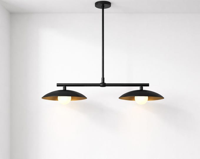 Matte Black Double Dome Pendant Light Fixture for Kitchen, Dining Room, Cafe, Restaurant, Bar Counter & Modern Farmhouse Ceiling Lighting