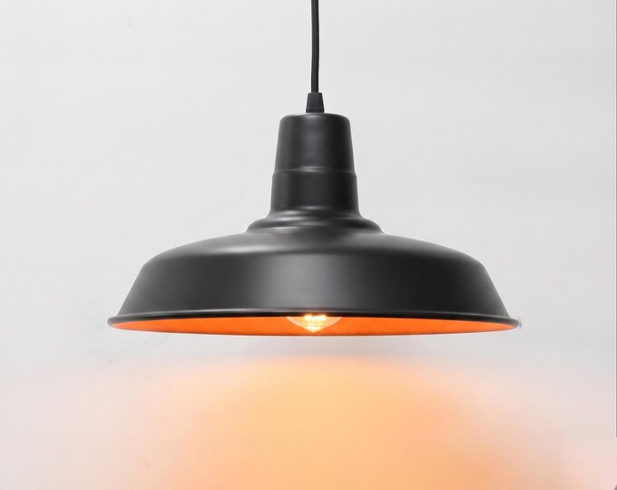 Hanging Light – Contemporary Matte Black Hanging Light with Industrial Metal Shade | Modern Ceiling Fixture for Home and Cafe Interiors