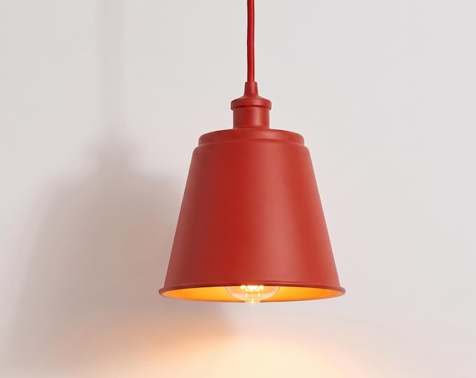 Red Aluminum Pendant Light: Modern Indoor Hanging Lamp